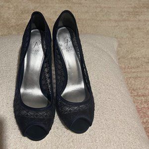Navy blue peep toe heels
